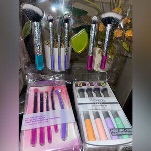 Real Techniques Glitter Handle Brush Set - Blue and Purple 3 sets